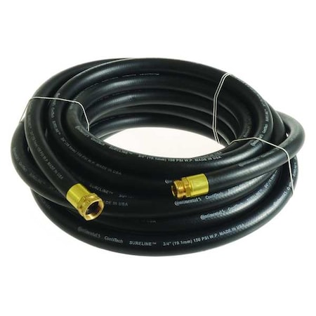 3/4 in ID x 100 ft L Garden Hose, EPDM Tube, Black, Brass x Brass Fitting MPN:CWH075-100MF-G
