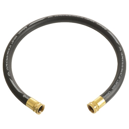 1 in ID x 3 ft L Garden Leader Hose, EPDM Tube, Black, Brass x Brass Fitting MPN:CWH100-03FF
