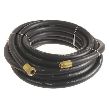 1 in ID x 75 ft L Garden Hose, EPDM Tube, Black, Brass x Brass Fitting MPN:CWH100-75MF-G