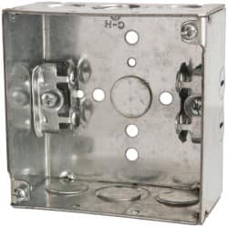 Electrical Outlet Box: Steel, Square, 4