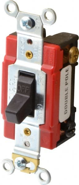 2 Pole, 120 to 277 V, 20 Amp, Industrial Grade Toggle Wall Switch MPN:2222B