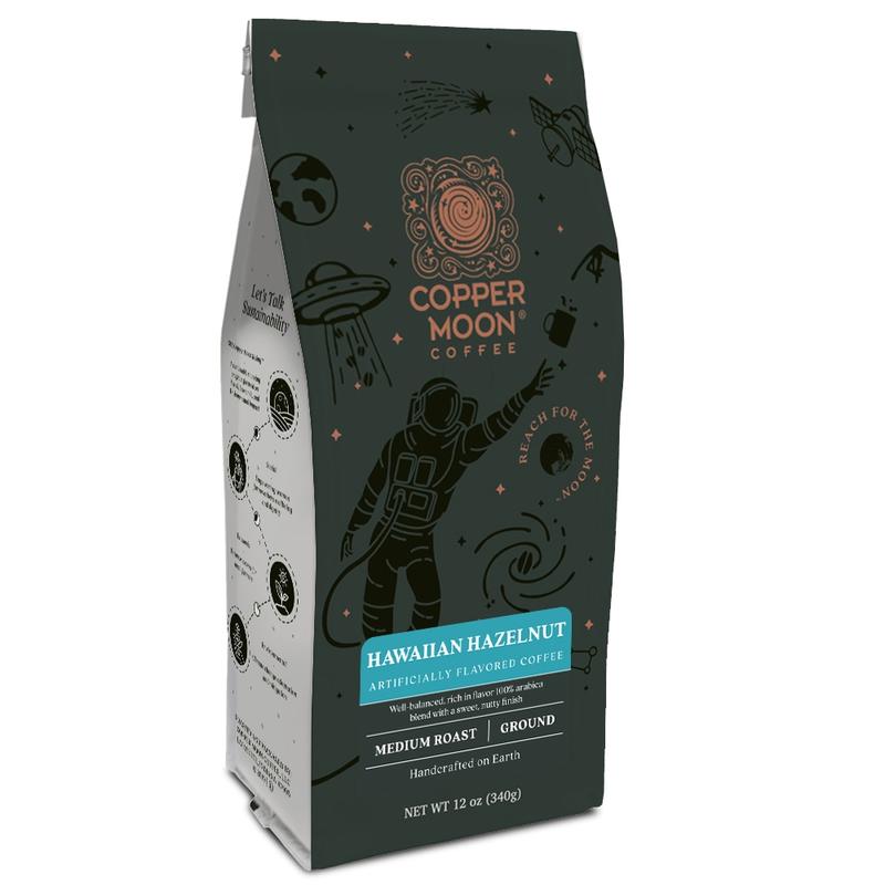 Copper Moon Coffee, Ground, Medium Roast, Hawaiian Hazelnut Blend, 12 Oz MPN:205125