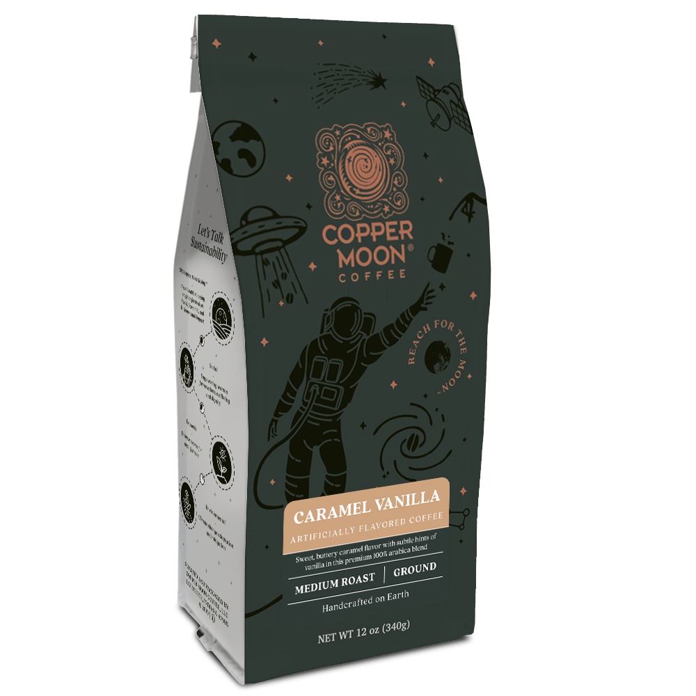 Copper Moon Coffee, Ground, Medium Roast, Caramel Vanilla Blend, 12 Oz MPN:205339