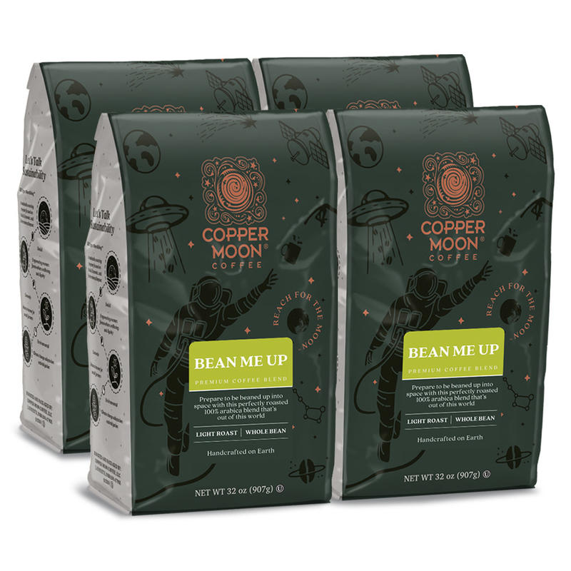 Copper Moon Whole Bean Coffee, Medium Roast, Bean Me Up Blend, 4 Bags (2 lbs Each) MPN:260122-CASE