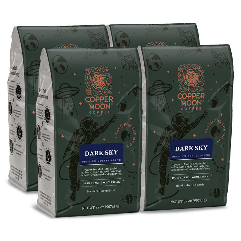 Copper Moon Whole Bean Coffee, Dark Roast, Dark Sky Blend, 4 Bags (2 lbs Each) MPN:260124-CASE