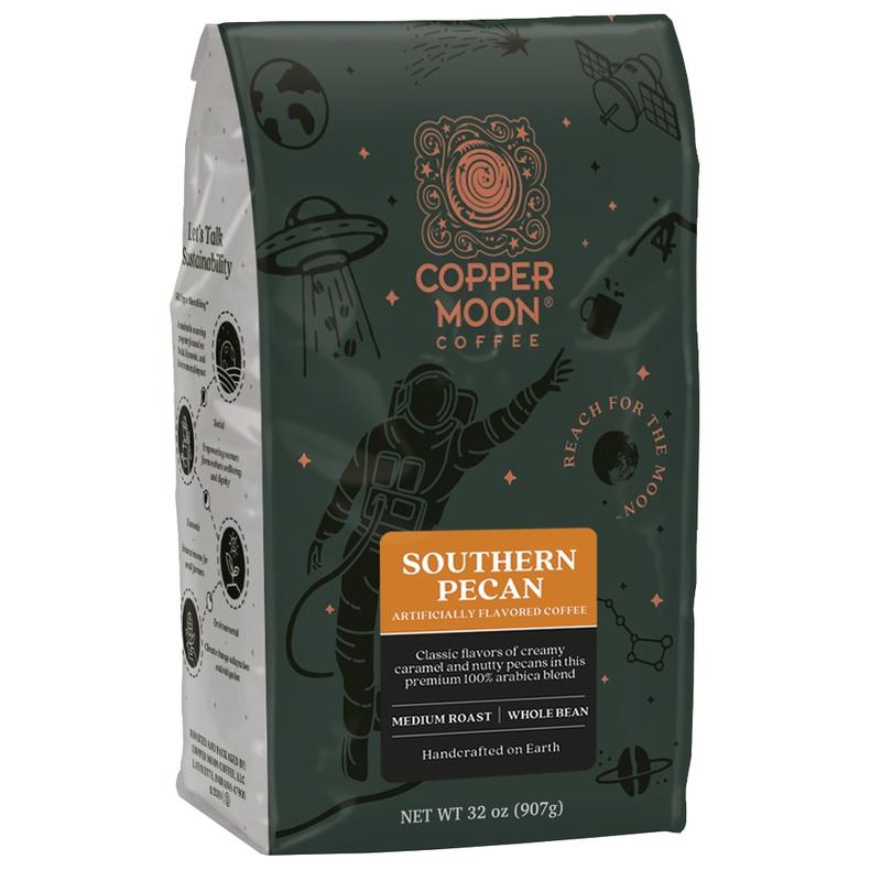 Copper Moon Whole Bean Coffee, Medium Roast, Southern Pecan Blend, 4 Bags (2 lbs Each) MPN:260190