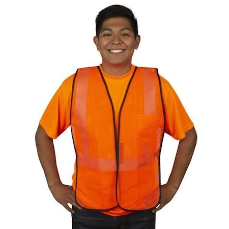 Safety Vest, Non Rated, Orange Mesh MPN:V100