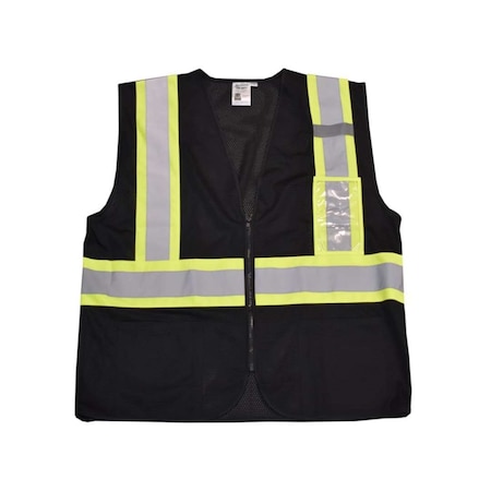 Safety Vest, Lime Mesh, Black Front Panel MPN:VZB241PM