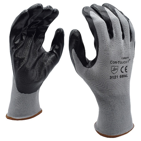 Coated Gloves, Nitrile, Palm, Not Rated Abrasion Level, Black/Gray, S 12 PK MPN:6894S