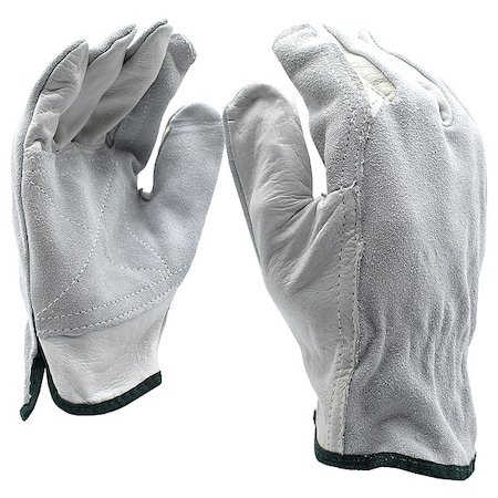 Leather Drivers Gloves, Split Grain Cowhide, Shirred Elastic Back, Wing Thumb, M 12 PK MPN:8261M