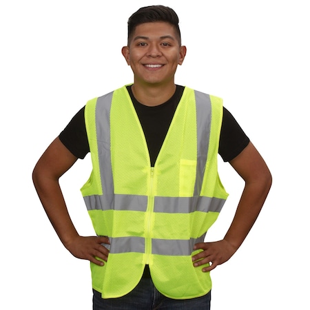 Safety Vest, Type R, Class 2, Mesh, Lime MPN:VZ241P2XL