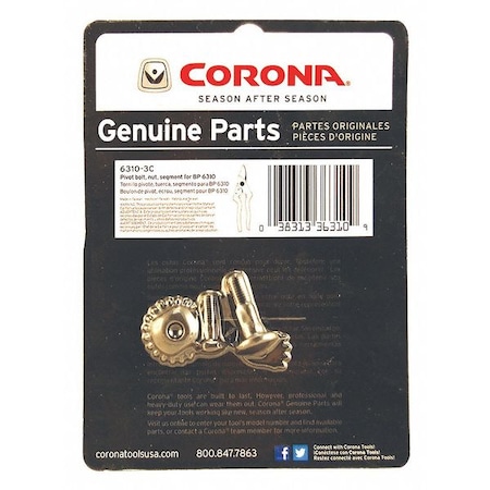 Pivot Bolt, Nut and Segment For BP 6310 MPN:6310-3C
