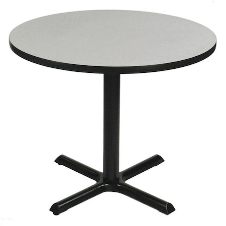 Round Caf e Bistro and Breakroom Pedestal Table, High Pressure Laminate Top, Gray MPN:BXT48R-15