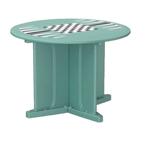 Circle Table, 42 in W, 42 in L, 29 in H, Polyethylene Top, Aqua MPN:66749AQGT