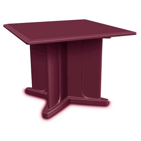 Square Table, 42 in W, 42 in L, 29 in H, Polyethylene Top, Burgundy MPN:66750BY