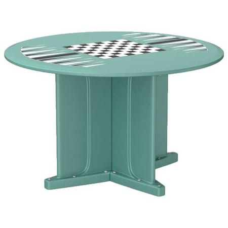 Circle Table, 48 in W, 48 in L, 29 in H, Polyethylene Top, Aqua MPN:66751AQGT