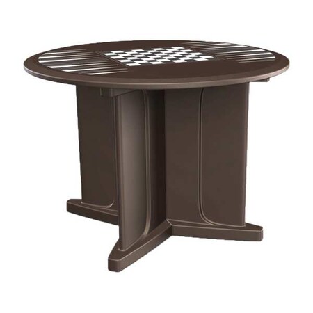 Circle Table, 48 in W, 48 in L, 29 in H, Polyethylene Top, Brown MPN:66751BNGT