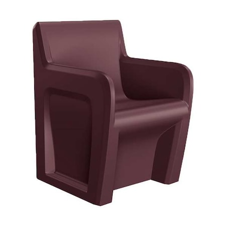 Arm Chair, Burgundy Seat, 24 in W 24 in L 33 in H, Polyethylene Seat MPN:106484BYS
