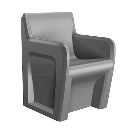 Arm Chair, Gray Seat, 24 in W 24 in L 33 in H, Polyethylene Seat MPN:106484GYS
