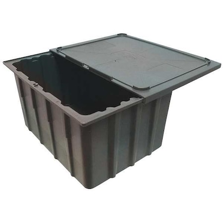 Stack & Nest Storage Container, 11.2 gal, 23 in L x 17-1/2 in W x 8-1/2 in H, Gray, Polypropylene MPN:3825