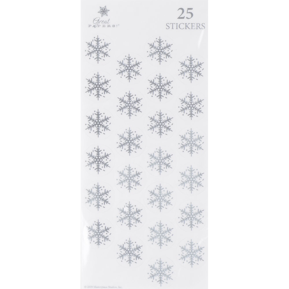 Great Papers! Holiday Foil Seals, 1in, Silver, Silver Flakes, Pack Of 50 MPN:20103927