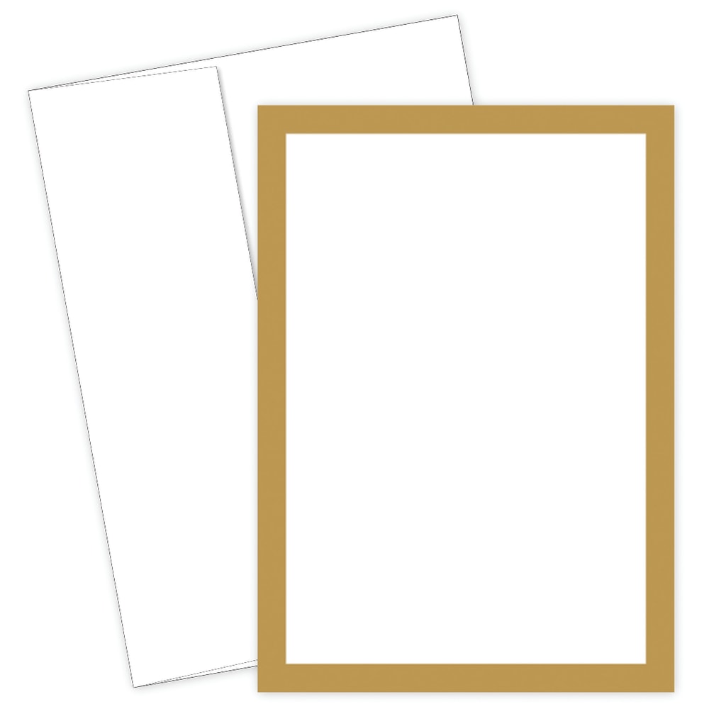 Great Papers! Flat Card Invitation, 5 1/2in x 7 3/4in, 127 Lb, Metallic, Gold/White, Pack Of 20 MPN:152679