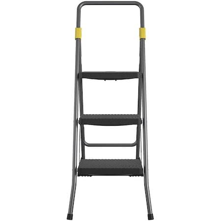 Folding Step Stool, 3 Step, 300 lb., Gray, 3 Steps, 300 lb Load Capacity, 4.6 ft Overall Height, Steel MPN:11839GGO