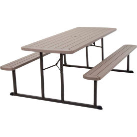 Bridgeport™ 6' Folding & Stackable Picnic Table Taupe C902BP87GRY1E