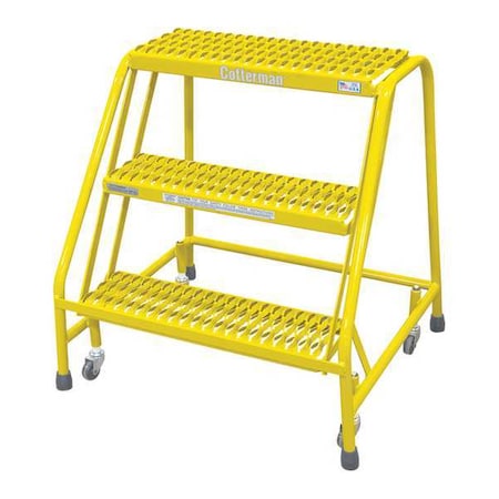 Rolling Step, 3 Steps, 30 in Overall Height, Steel, Yellow MPN:1003N2630A1E10B3C2P6