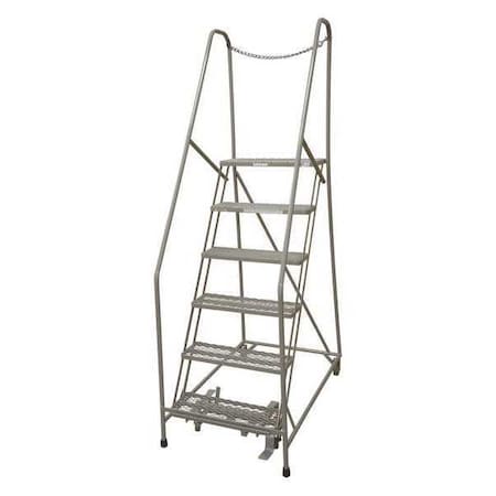 90 in H Steel Rolling Ladder, 6 Steps, 450 lb Load Capacity MPN:1006R1824A1E10B4D3C1P6