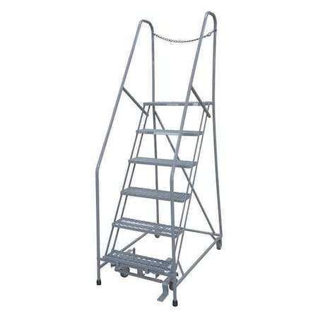 90 in H Steel Rolling Ladder, 6 Steps, 450 lb Load Capacity MPN:1006R2630A1E10B4D3C1P6