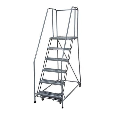 90 in H Steel Rolling Ladder, 6 Steps, 450 lb Load Capacity MPN:1006R2630A1E20B4AC1P6