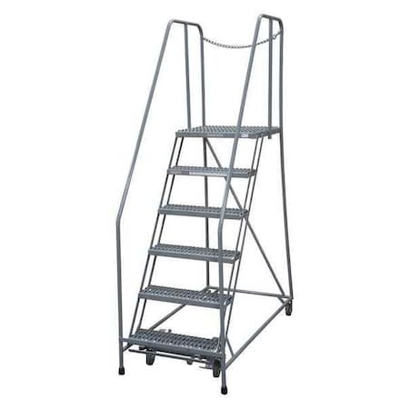 90 in H Steel Rolling Ladder, 6 Steps, 450 lb Load Capacity MPN:1006R2630A1E20B4D3C1P6