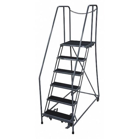 90 in H Steel Rolling Ladder, 6 Steps, 450 lb Load Capacity MPN:1006R2630A2E10B4D3C1P6