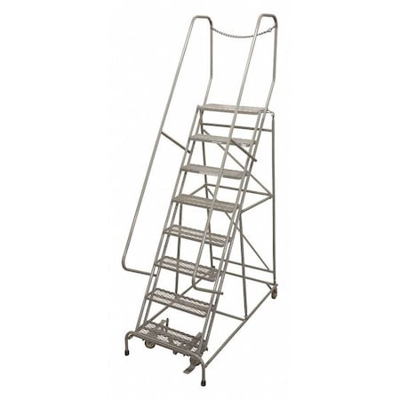 110 in H Steel Rolling Ladder, 8 Steps, 450 lb Load Capacity MPN:1008R2632A2E20B4D3C1P6