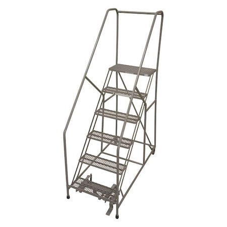 90 in H Steel Rolling Ladder, 6 Steps, 450 lb Load Capacity MPN:1206R1824A2E12B4C1P6