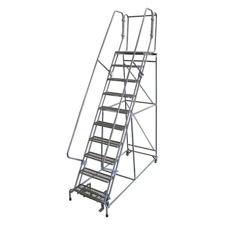 130 in H Steel Rolling Ladder, 10 Steps, 450 lb Load Capacity MPN:1510R2632A2E30B4W4C1P6