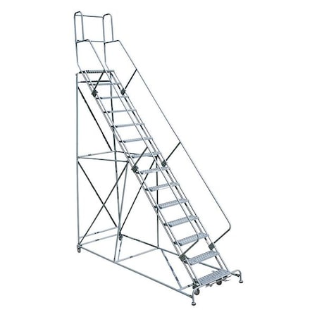 182 in H Steel Rolling Ladder, 14 Steps, 450 lb Load Capacity MPN:1714R2642A1E24B4W5C1P3