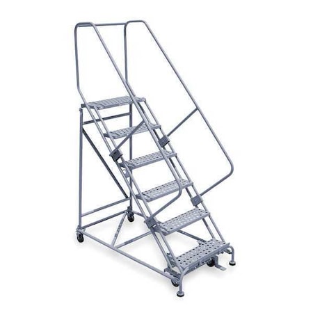 90 in H Steel Rolling Ladder, 6 Steps, 800 lb Load Capacity MPN:2606R2630A1E24B4W5C1P6