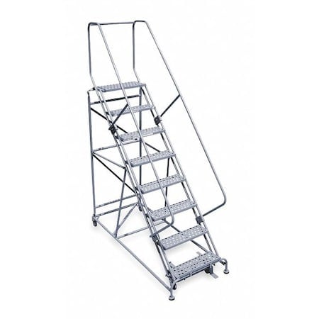110 in H Steel Rolling Ladder, 8 Steps, 800 lb Load Capacity MPN:2608R2632A3E24B4W5C1P6