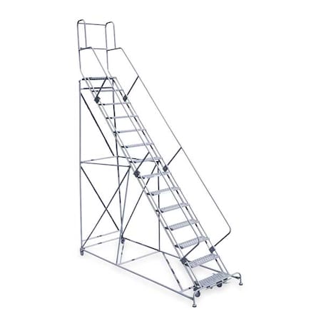 182 in H Steel Rolling Ladder, 14 Steps, 800 lb Load Capacity MPN:2614R2642A6E24B4W5C1P3