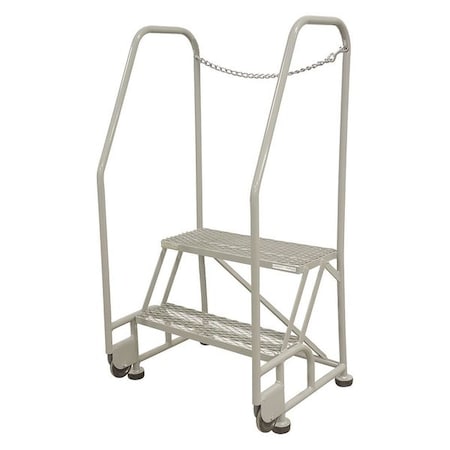 50 in H Steel Tilt and Roll Ladder, 2 Steps, 450 lb Load Capacity MPN:2TR26A1E10B8D3C1P6