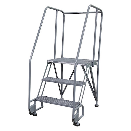60 in H Steel Tilt and Roll Ladder, 3 Steps, 350 lb Load Capacity MPN:3STR26A3E20B8C1P6
