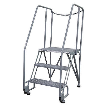 60 in H Steel Tilt and Roll Ladder, 3 Steps, 350 lb Load Capacity MPN:3STR26A3E20B8D3C1P6