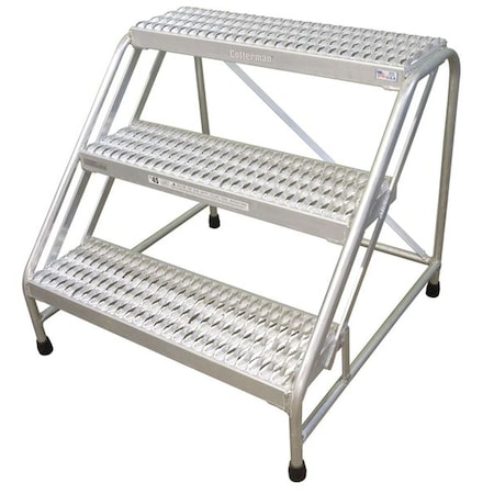 Stationary Step, 3 Steps, 500 lb Load Capacity, 30 in Overall Height, Aluminum, Gray MPN:4503N3232A3E10C50P1
