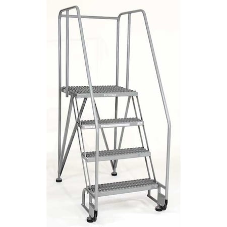 70 in H Steel Tilt and Roll Ladder, 4 Steps, 350 lb Load Capacity MPN:4STR26A3E20B8C1P6