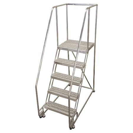 80 in H Aluminum Tilt and Roll Ladder, 5 Steps, 350 lb Load Capacity MPN:5TA26A3E20B8C50P6