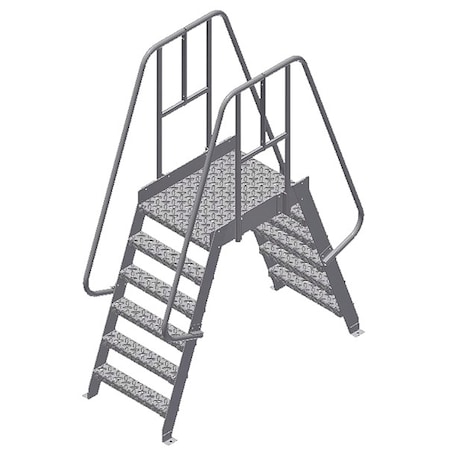 Crossover Bridge, 48 in Platform Ht, Aluminum, 500 lb Load Capacity, 6 Steps MPN:6SPA24A7C50P3