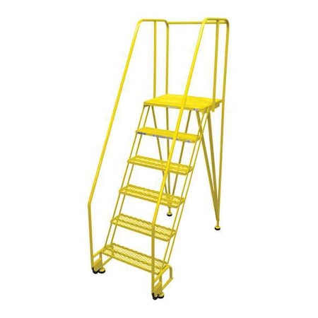 90 in H Steel Tilt and Roll Ladder, 6 Steps, 350 lb Load Capacity MPN:6STR26A3E20B8C2P6