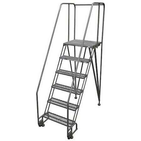 90 in H Steel Tilt and Roll Ladder, 6 Steps, 350 lb Load Capacity MPN:6STRA3E20C1P6